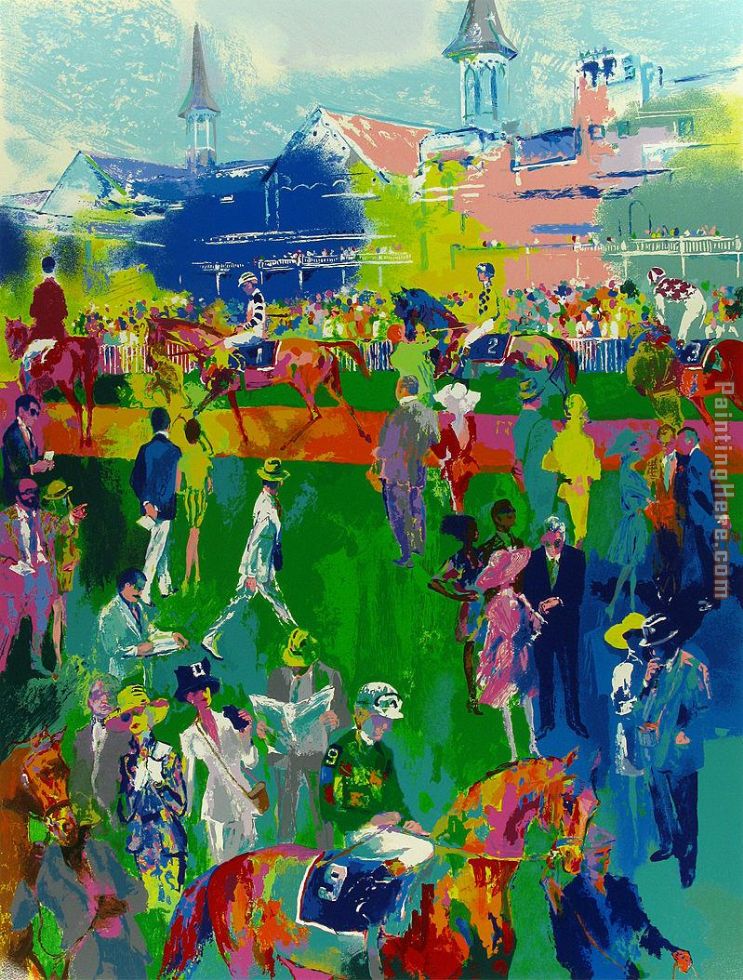 Derby Day Paddock painting - Leroy Neiman Derby Day Paddock art painting